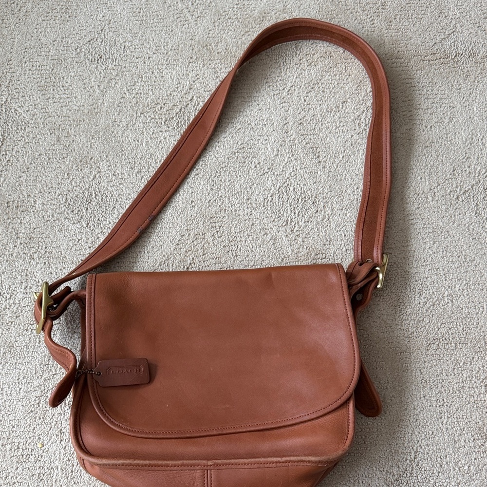Vintage Coach Brown Leather Crossbody Bag